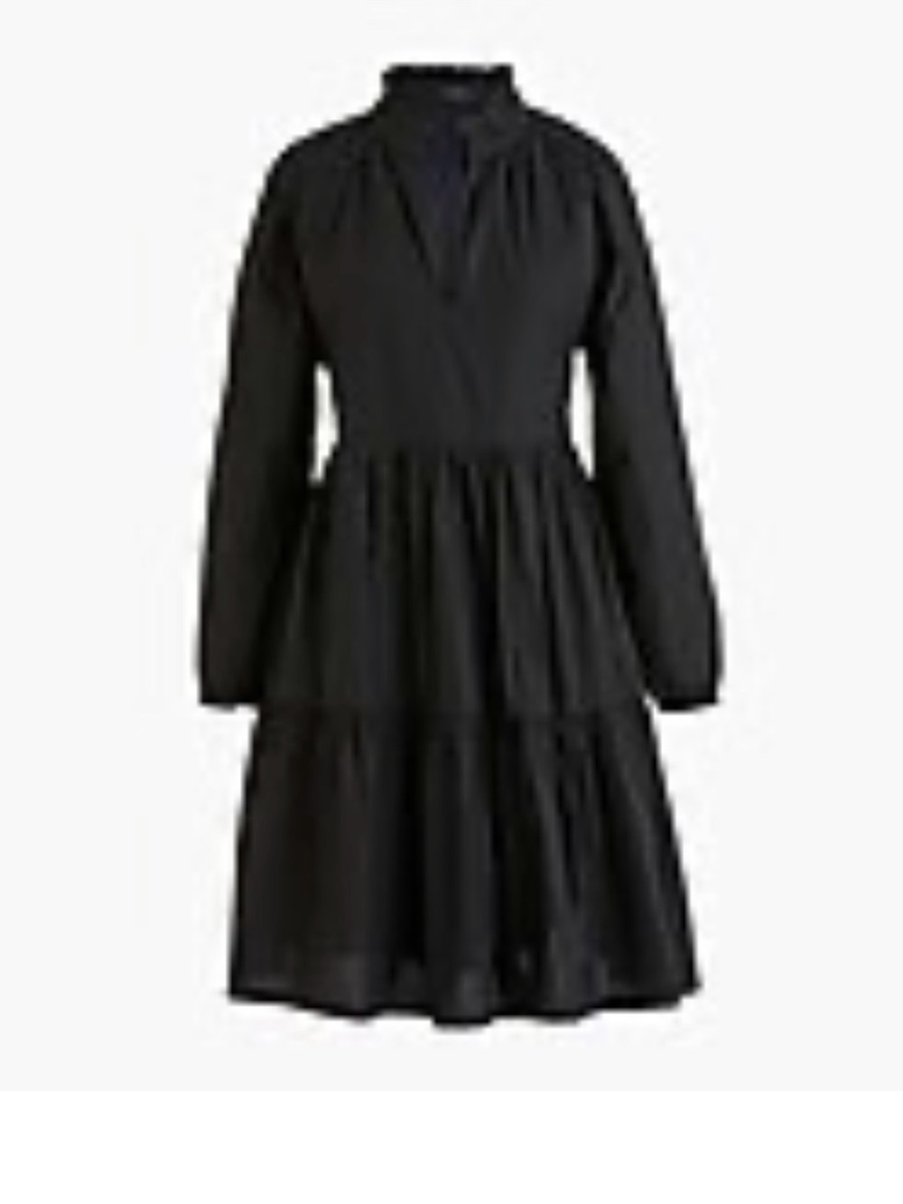 JCrew Tiered Popover Dress in Black Cotton Poplin